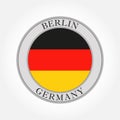 German flag round icon or button. Germany and Berlin circle badge. Vector illustration Royalty Free Stock Photo